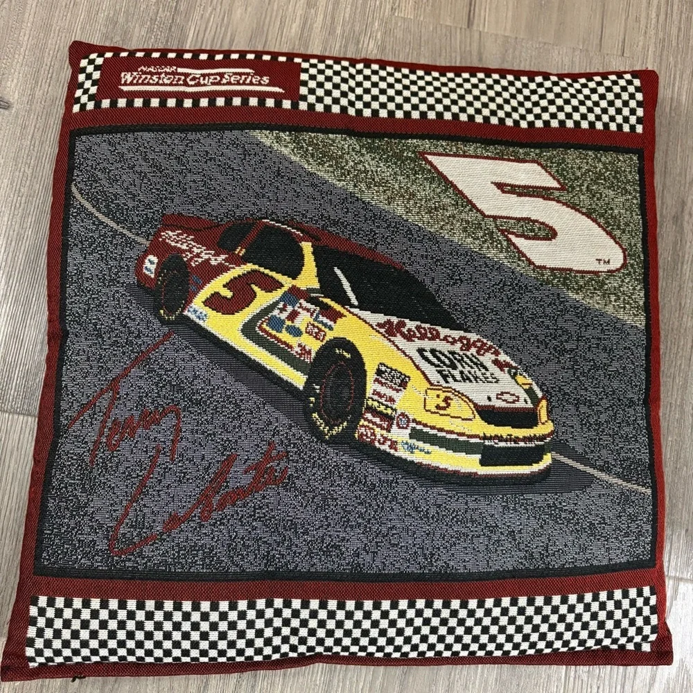 Vtg Terry Labonte Kellogg’s Nascar Tapestry Pillow 16x16 Needlepoint Winston Cup